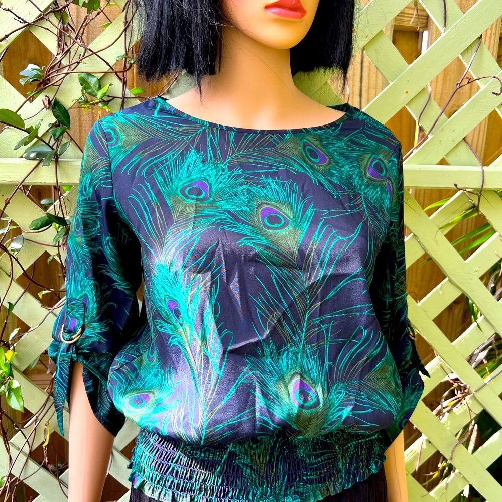 MICHAEL KORS PEACOCK FEATHER BLOUSE